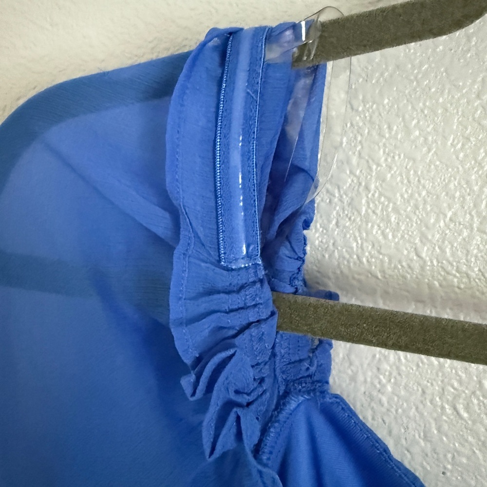 Chic Royal Blue Mini Rouch Dress - Picture 7 of 7
